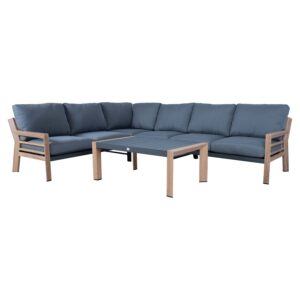 Aiamööblikomplekt TOMSON laud ja nurgadiivan, tiik/hall