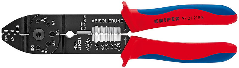 Isolatsiooni koorimise tangid koos kaablikinga pressiga 0,5 0,5-2.5mm2, Knipex