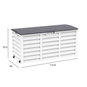 Säilituskast ALISA 112,8x49x53,5cm/265L, valge/hall plastik