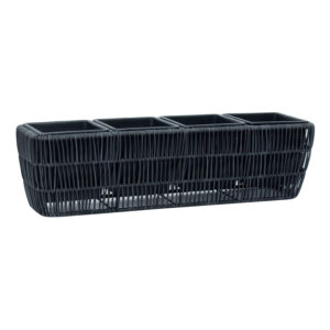 Lillekast WICKER 57x16xH16cm, must
