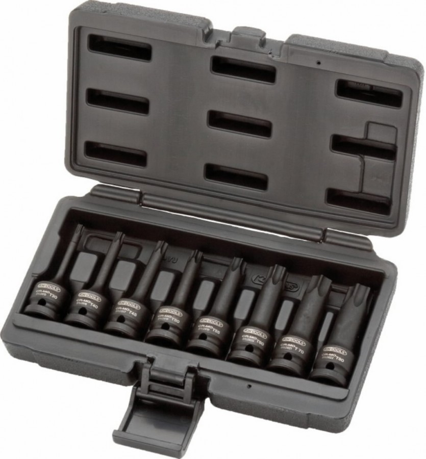 Löökotsakupadrunite komplekt TORX 1/2´´, T30-T80, 8-osa, pik, KS Tools