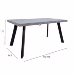 Söögilaud BRIGIT 159/198x84,5xH77cm, bet - Pilt 6
