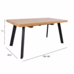 Söögilaud BRIGIT 159/198x84,5xH77cm, hel - Pilt 4