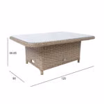 Laud PACIFIC 120x80xH46/65cm, hallikasbe - Pilt 4