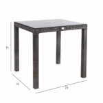 Laud WICKER 73x73xH71cm, tumepruun - Pilt 3