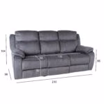 Diivan GENTRY 3-kohaline manuaalne recliner, hall - Pilt 6