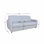 Diivanvoodi BRANDON 3-kohaline 203x97xH91cm, sinakashall - Pilt 2