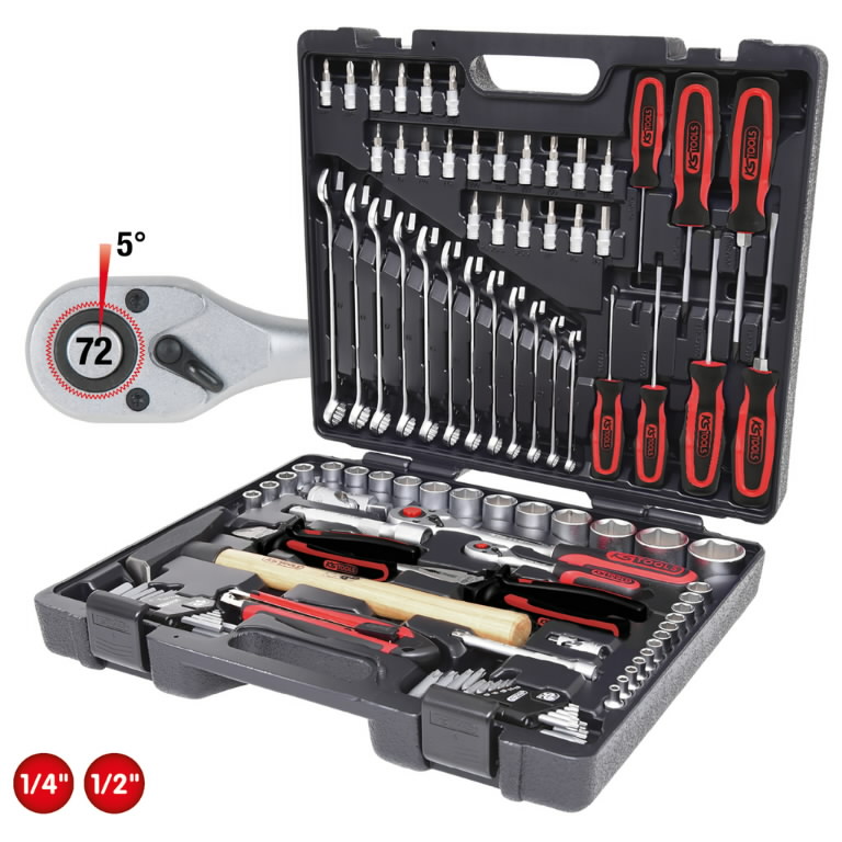 222587737 1/4″+1/2″ universaalne tööriistakomplekt 97pcs