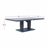 Laud TOMSON 150x90xH2-75 cm, tumehall klaasplaadiga - Pilt 2