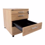 Sahtliboks ERGO 60x43xH60cm, hikkoripuu, metallist sahtlitega - Pilt 2