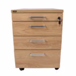 Sahtliboks ERGO 60x43xH60cm, hikkoripuu, metallist sahtlitega - Pilt 3