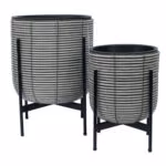 Lillepott WICKER alusega 30x30xH38cm, beežikashall - Pilt 2
