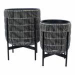 Lillepott WICKER alusega 30x30xH38cm, hall - Pilt 2