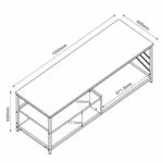 TV laud DIMITRA 120x40xH45cm, rustik/must - Pilt 5