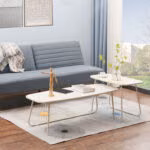 Diivanilaud DUO 2tk 120x48xH40cm, 75x40xH48cm, hele puit/beež - Pilt 4