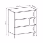 Kummut HEDVIG 70x40xH74,5cm, saar/must - Pilt 4