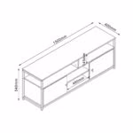 TV-laud STUDY 150x40xH54cm, tamm/must - Pilt 5
