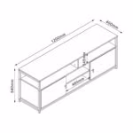 TV-laud STUDY 120x40xH54cm, tamm/must - Pilt 3