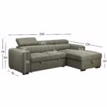Nurgadiivanvoodi ODELIA PN 248x96/159xH84/99cm, heleroheline - Pilt 3