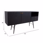 Kummut LUXEMBOURG 150x40xH80cm, must - Pilt 7
