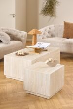Diivanilauad DICE 100x60xH42cm, 44x44xH38cm, beež - Pilt 7