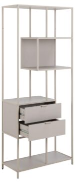 Riiul SEAFORD 77x35xH185cm, sahtlitega, hall - Pilt 4