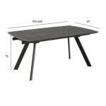 Söögilaud BLACKBURN 160/240x97xH75cm, must - Pilt 7