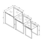 Diivanilauad 3tk KATRINE 36x36xH45cm, 43x43xH50cm, 50x50xH55cm, klaas - Pilt 2