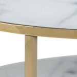 Diivanilaud ALISMA D80xH45cm, valge marmor/kuldne - Pilt 4