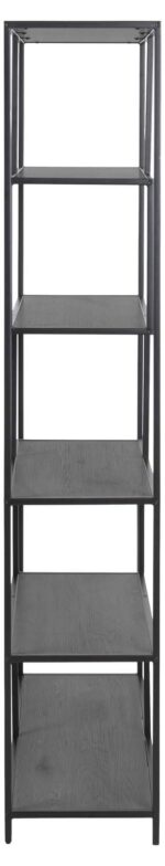 Riiul SEAFORD 114x35xH185cm, must - Pilt 3