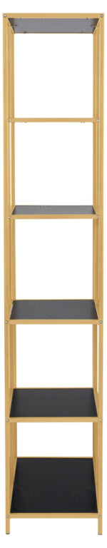 Riiul SEAFORD 77x35xH185cm, must/kuldne - Pilt 4