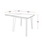 Söögilaud ROXBY 80/120x80xH76cm, valge - Pilt 2