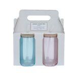 Joogipurgid CLASSIC 2tk 500ml sinine/roosa, kaanega ja klaasist kõrrega - Pilt 2
