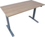 Töölaud ERGO 1-mootoriga 140x70xH71-121cm, hikkoripuu/hõbehall - Pilt 3