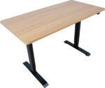 Töölaud ERGO 1-mootoriga 140x70xH71-121cm, vaher/must - Pilt 3