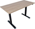 Töölaud ERGO 1-mootoriga 140x70xH71-121cm, hikkoripuu/must - Pilt 3