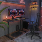 Mängurilaud GAMER 1-mootoriga 140x70xH71-121cm, must - Pilt 6