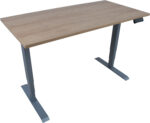 Töölaud ERGO 2-mootoriga 140x70xH60-125cm, hikkoripuu/hõbehall - Pilt 3