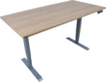 Töölaud ERGO 2-mootoriga 160x80xH60-125cm, hikkoripuu/hõbehall - Pilt 3