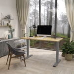 Töölaud ERGO OPTIMAL 2-mootoriga 140x70xH62-127cm, hikkoripuu/hõbehall - Pilt 6