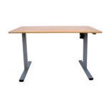 Töölaud ERGO OPTIMAL 1-mootoriga 140x70xH71-116cm, hikkoripuu/hõbehall - Pilt 2