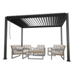 Varikatus MIRADOR-111 3x3m textilene seintega, tumehall - Pilt 4