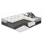 Voodi SANDRA 160x200cm, madratsiga HARMONY TOP, helehall - Pilt 2
