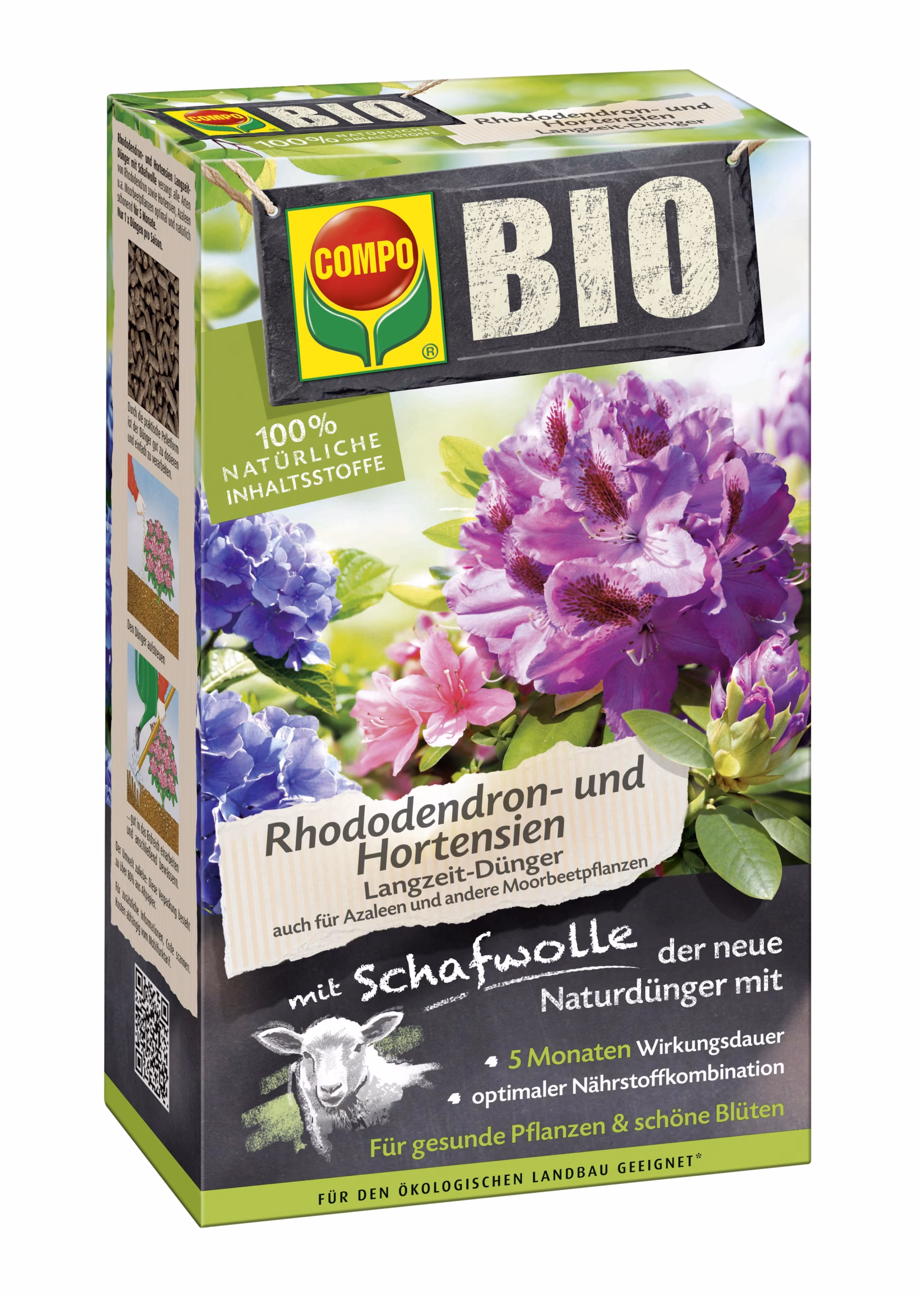 BIO pikaajaline rodo- ja hortensiaväetis lambavillaga Compo 750g